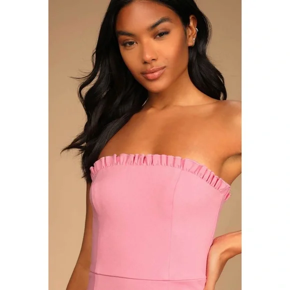 NWT LULUS Y2K‎ Strapless Balletcore Ruffle Trim Soft Girl Coquette Mini Dress S - Picture 4 of 7